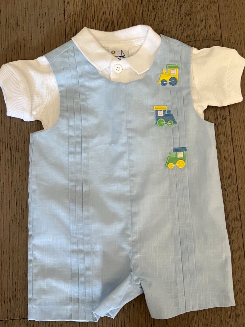 Florence Eiseman Kid's Linen-Look Shortall & Polo Shirt Set Size 18mo